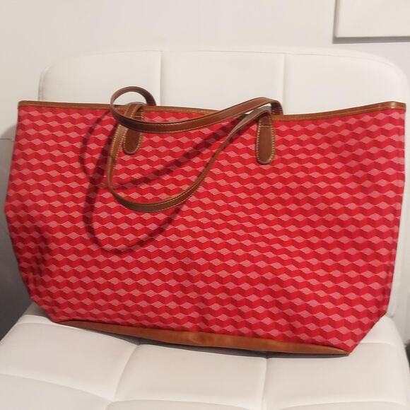 Barrington St. Anne Tote Women's Red White SFB Monogram Stripe Classic Bag NWOT - Picture 2 of 8